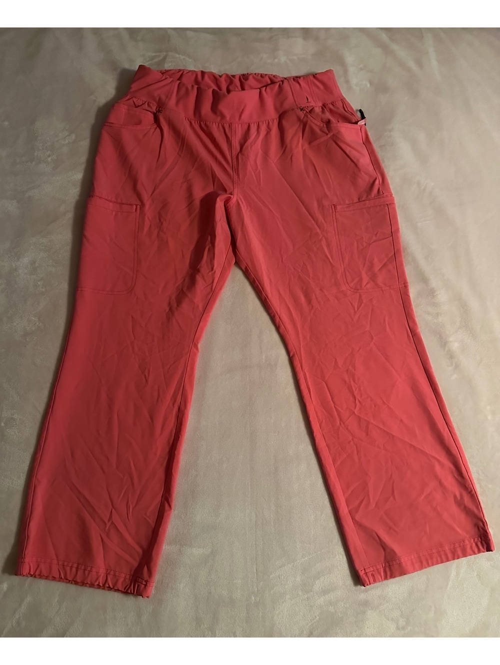 Cherokee iFlex Cargo Scrub Pants Kapi Pink Women's Size XL Petite Multi-Pocket